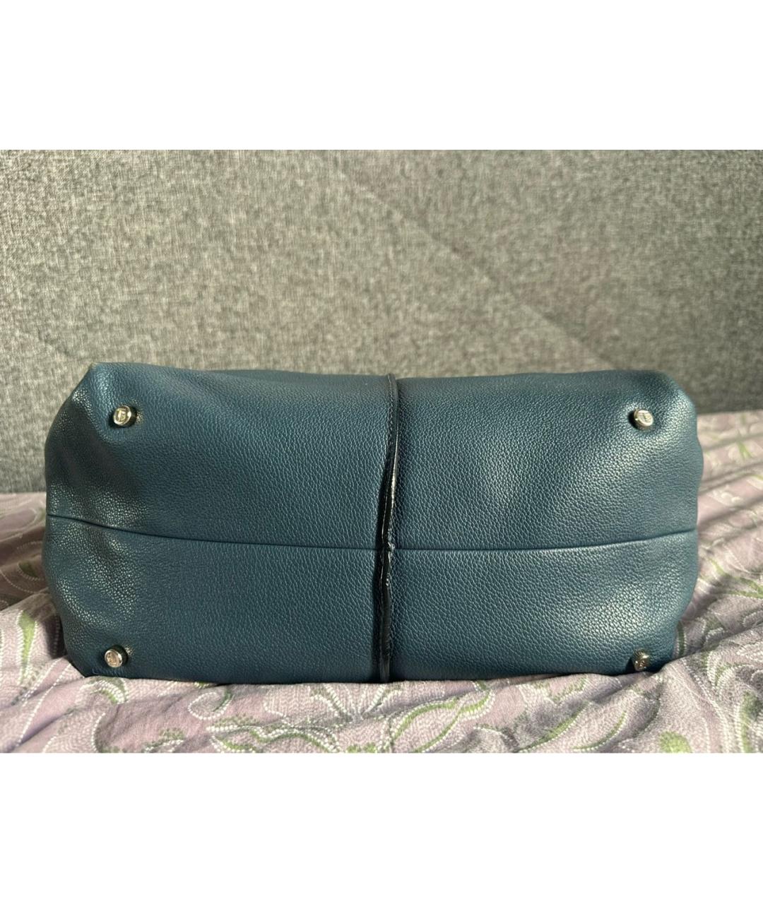 TOD'S Синяя кожаная сумка с короткими ручками, фото 7