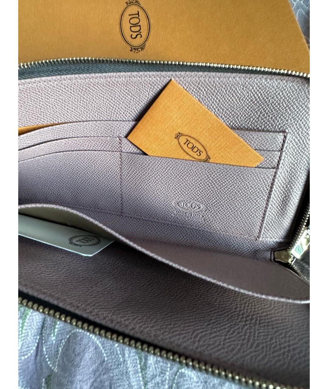 TOD'S Серый кожаный кошелек, фото 4