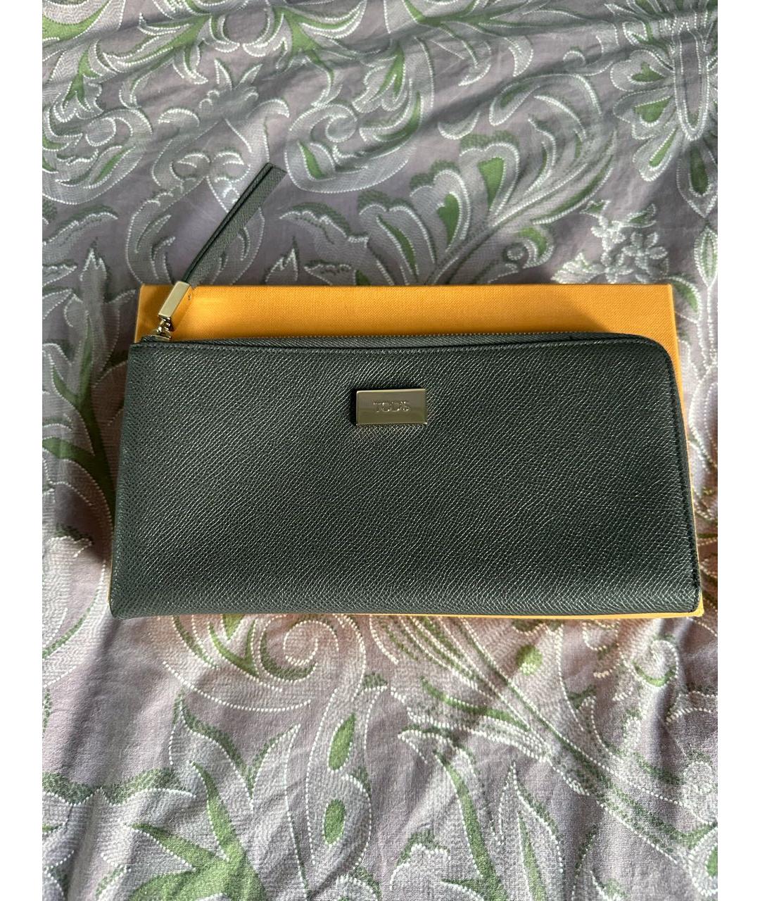 TOD'S Серый кожаный кошелек, фото 7