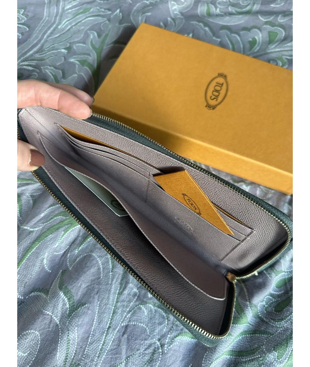 TOD'S Серый кожаный кошелек, фото 5