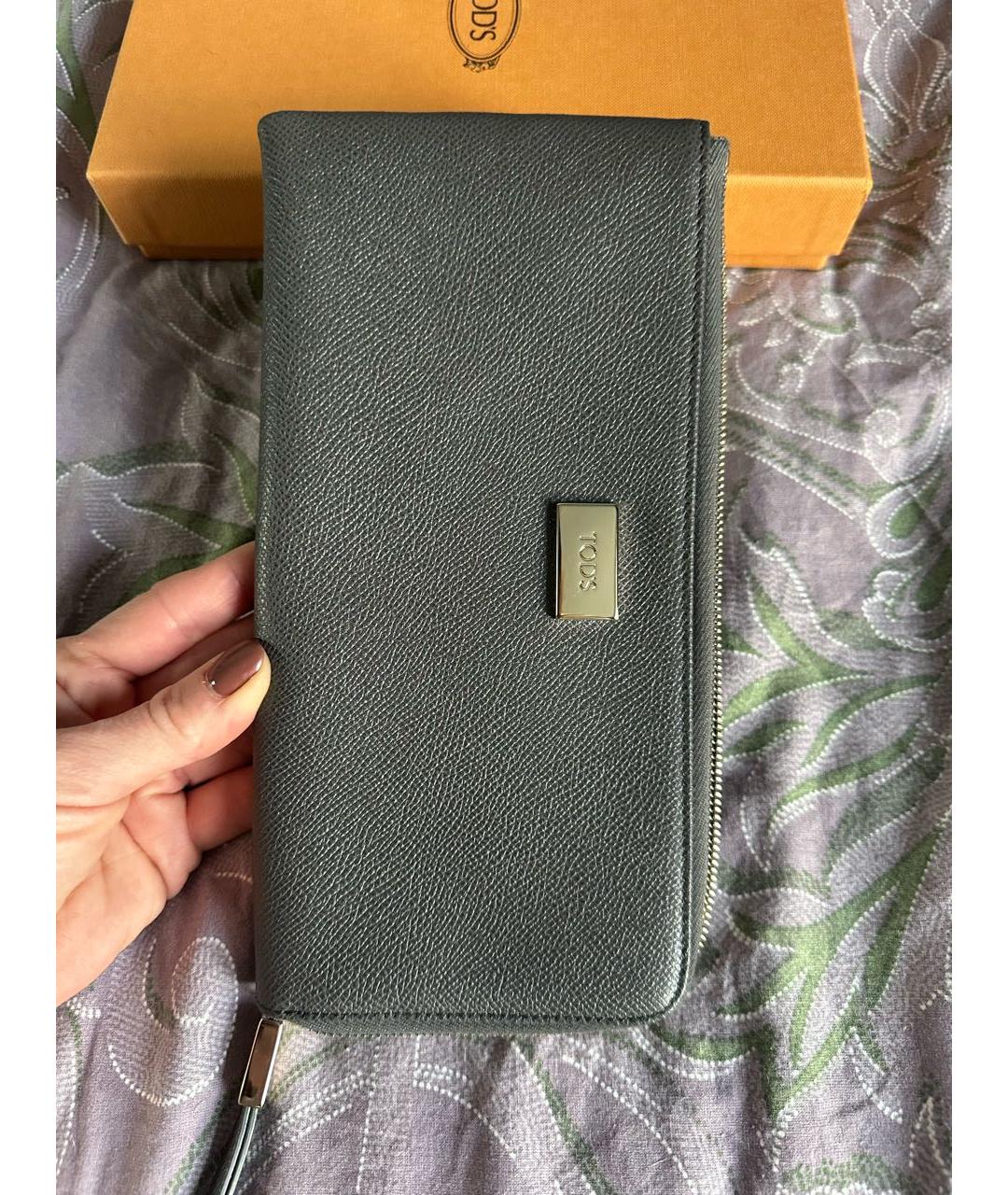 TOD'S Серый кожаный кошелек, фото 2