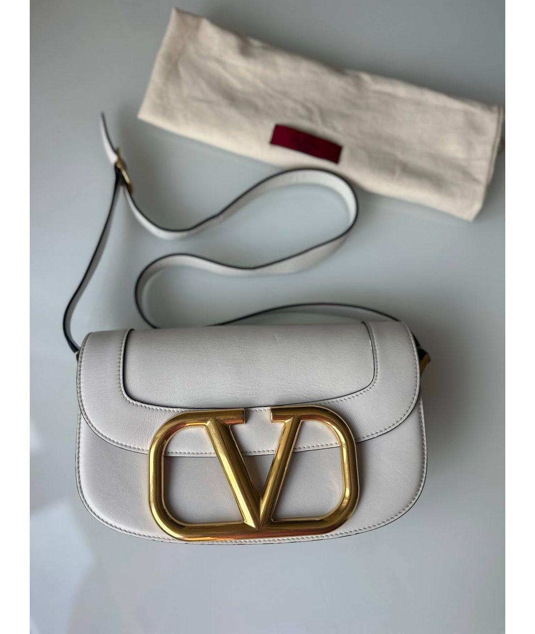 VALENTINO Белая кожаная сумка через плечо, фото 9