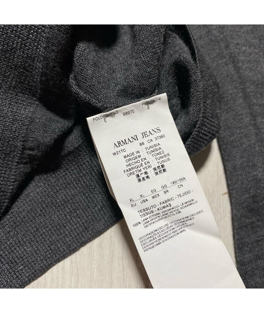 ARMANI JEANS Антрацитовый шерстяной джемпер / свитер, фото 7