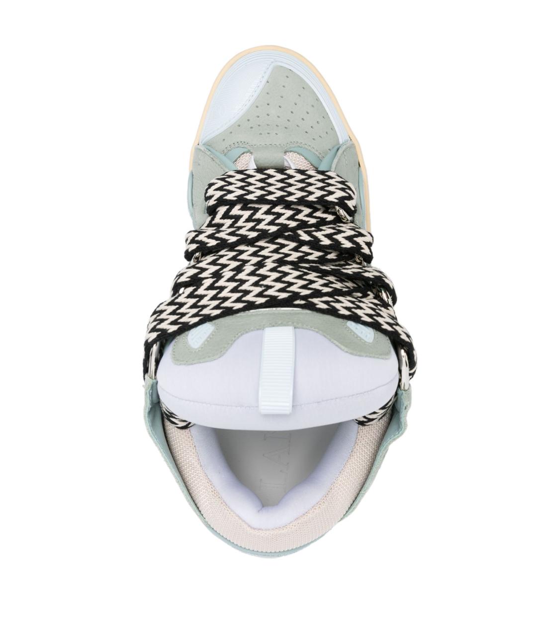 LANVIN Голубые кожаные кроссовки, фото 4