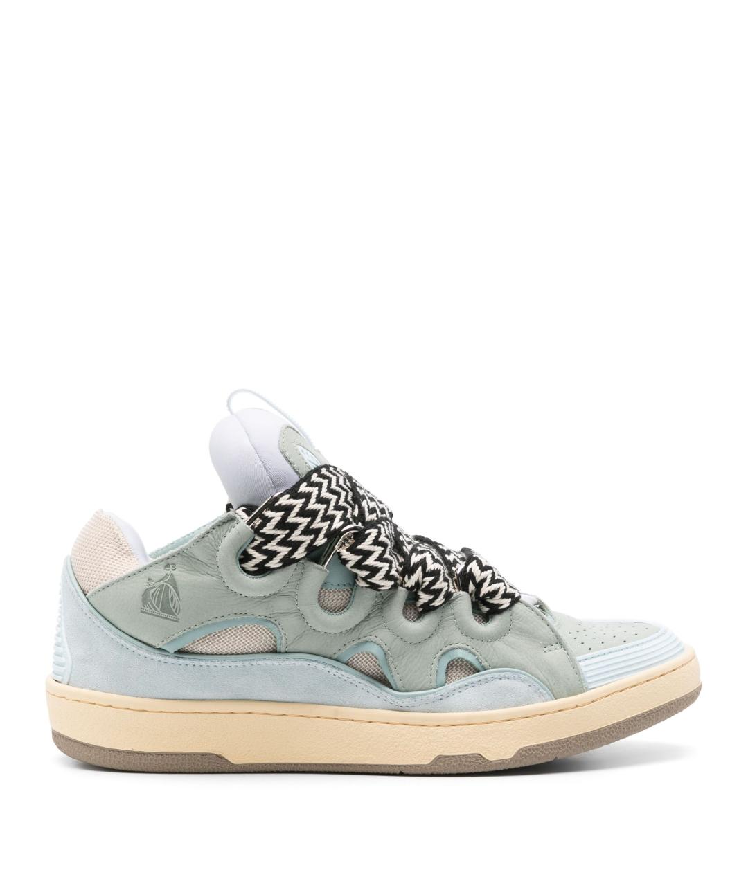 LANVIN Голубые кожаные кроссовки, фото 1