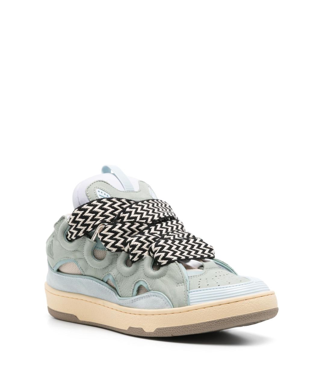 LANVIN Голубые кожаные кроссовки, фото 2