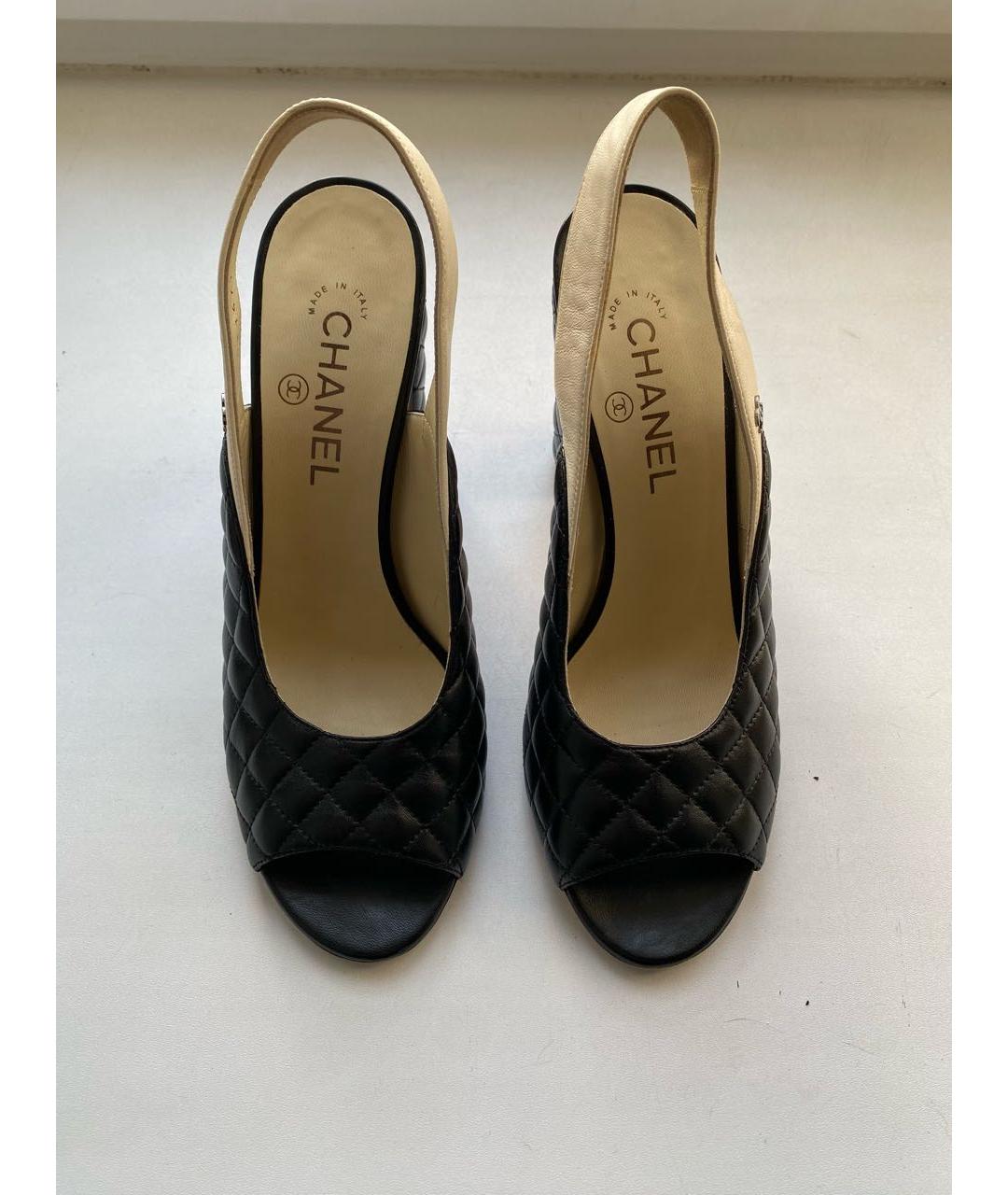 CHANEL Черные кожаные босоножки, фото 2