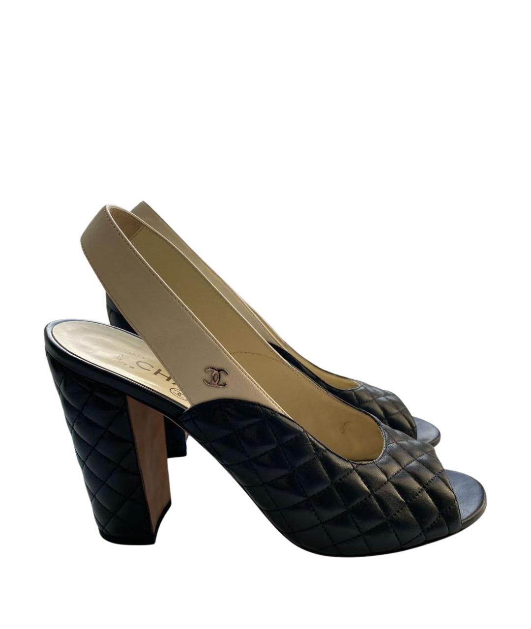 CHANEL Черные кожаные босоножки, фото 1
