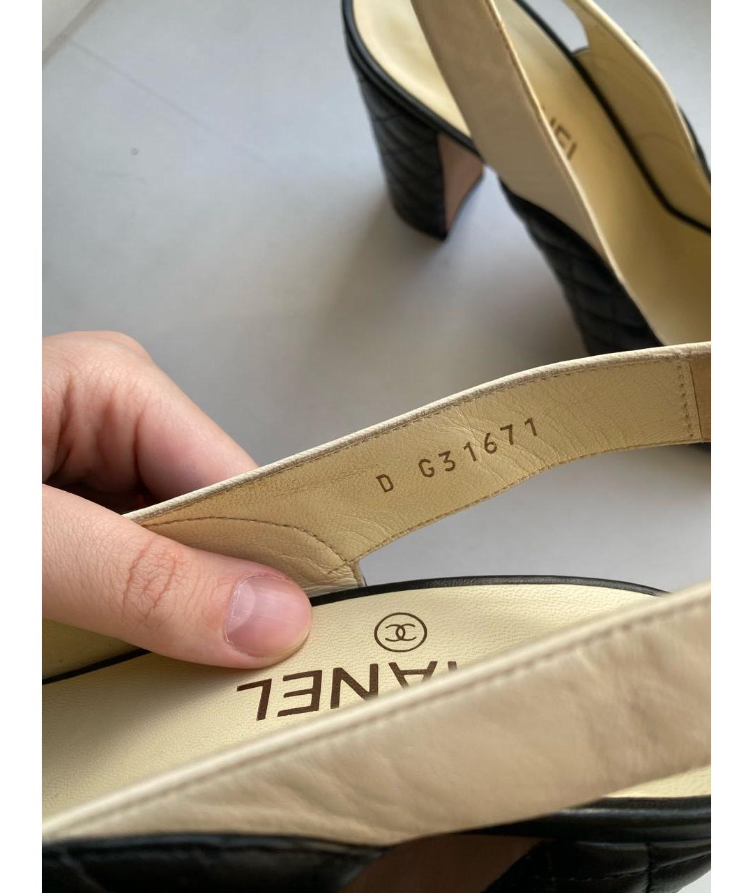 CHANEL Черные кожаные босоножки, фото 6