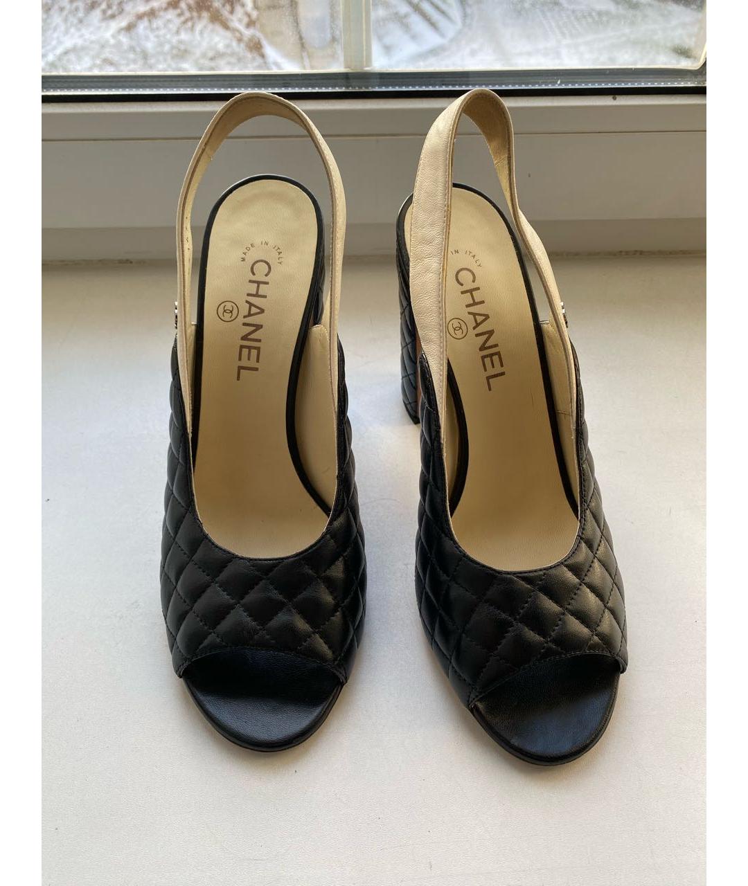 CHANEL Черные кожаные босоножки, фото 8