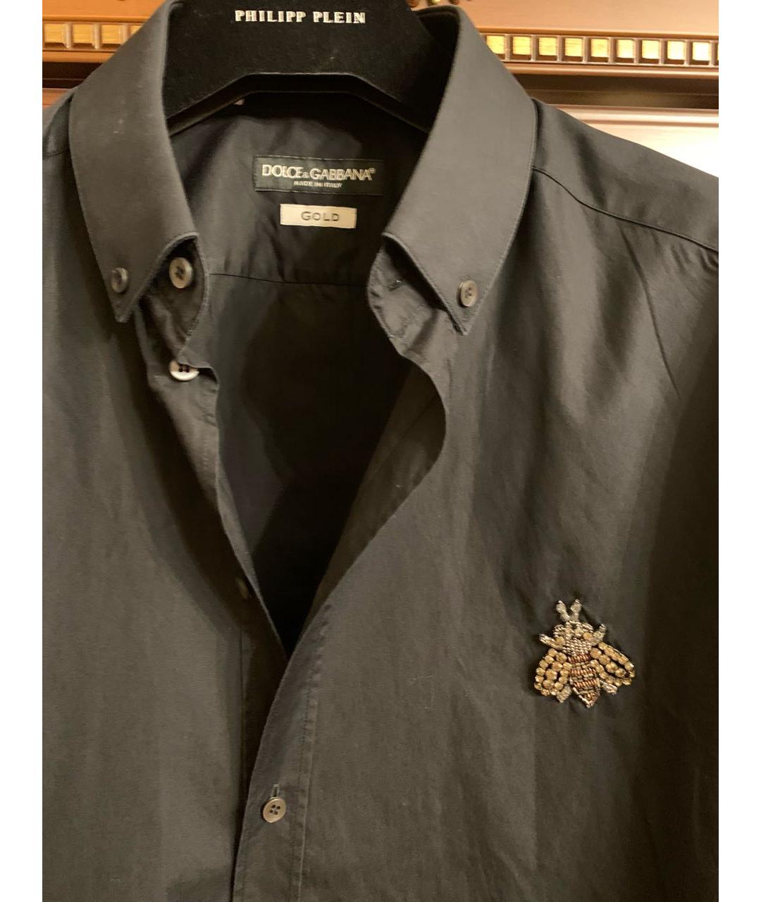 DOLCE&GABBANA Черная хлопковая классическая рубашка, фото 5