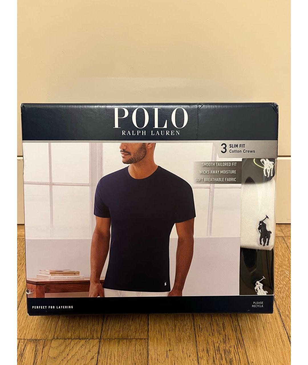 POLO RALPH LAUREN Темно-синяя хлопковая футболка, фото 2