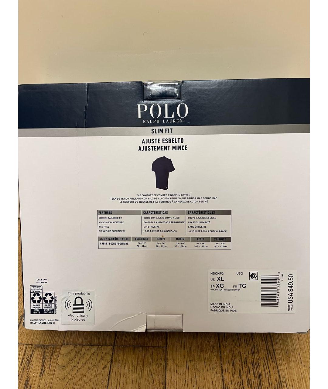 POLO RALPH LAUREN Темно-синяя хлопковая футболка, фото 4