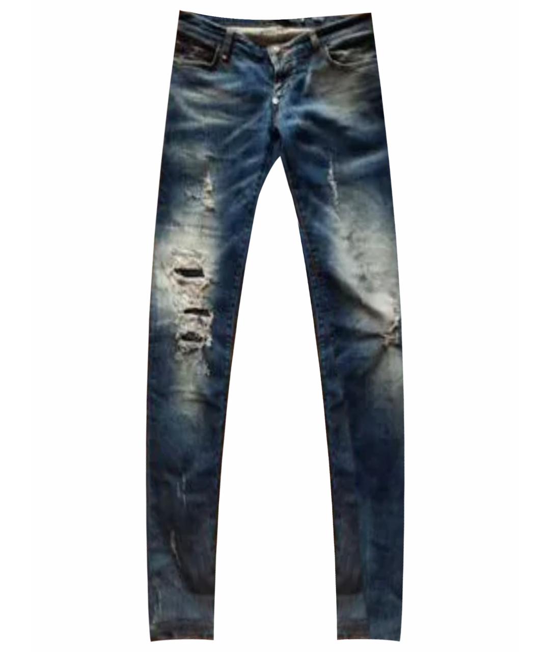 PHILIPP PLEIN Синие хлопковые джинсы слим, фото 1