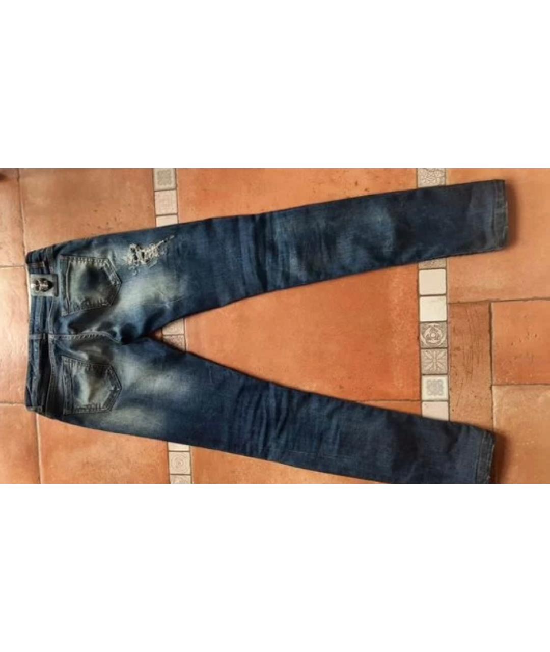 PHILIPP PLEIN Синие хлопковые джинсы слим, фото 2