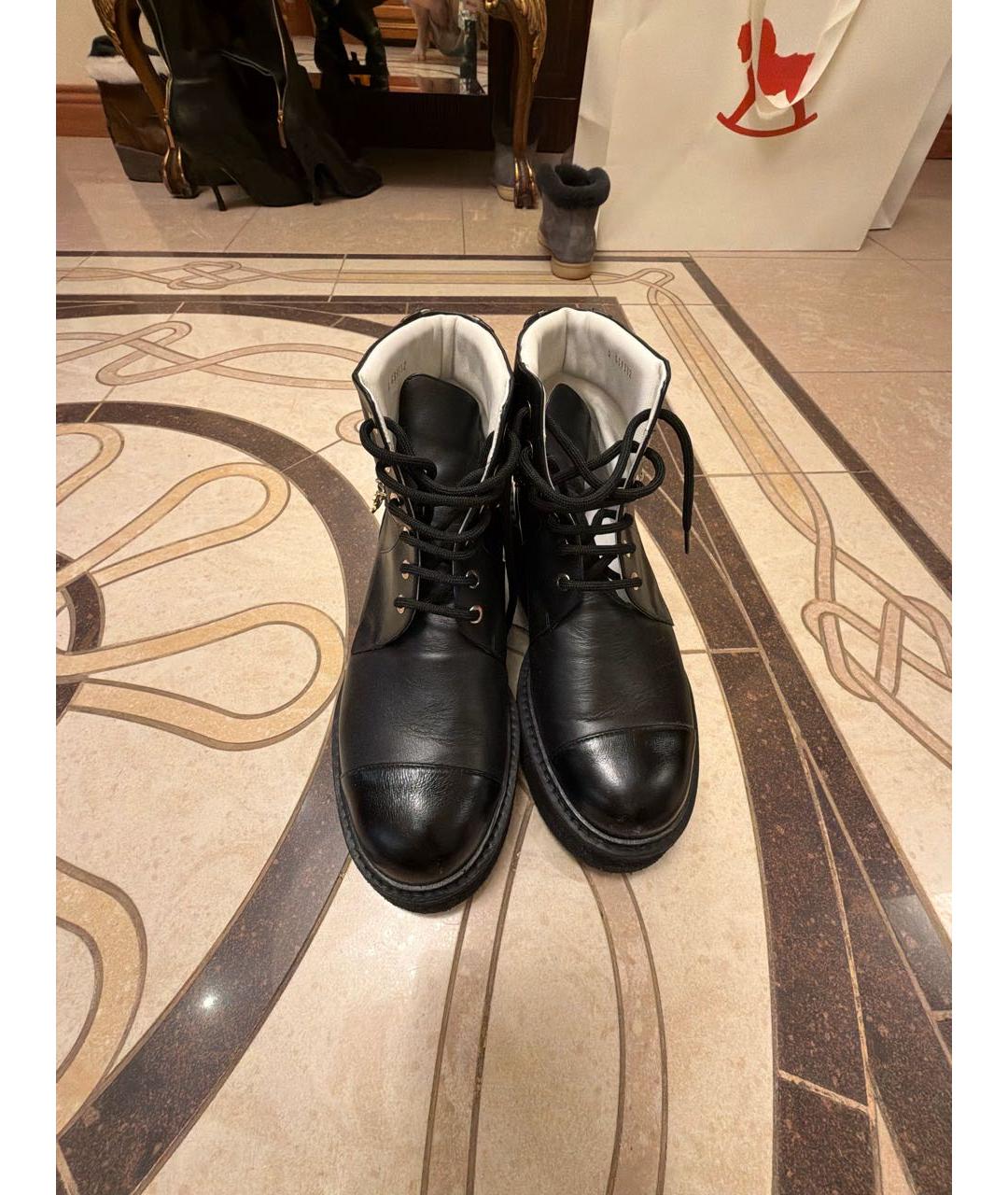CHANEL Черные кожаные ботинки, фото 3