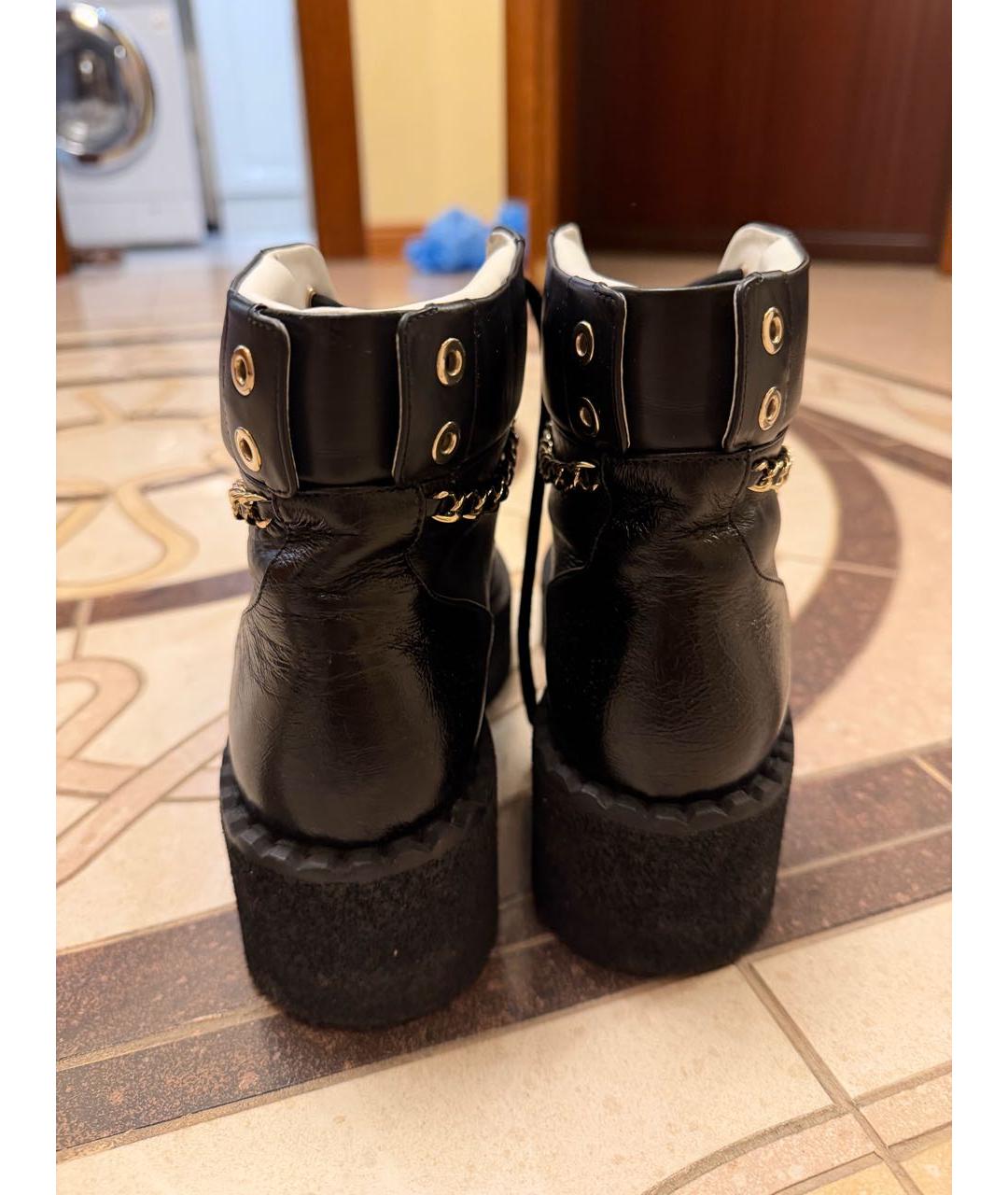 CHANEL Черные кожаные ботинки, фото 4