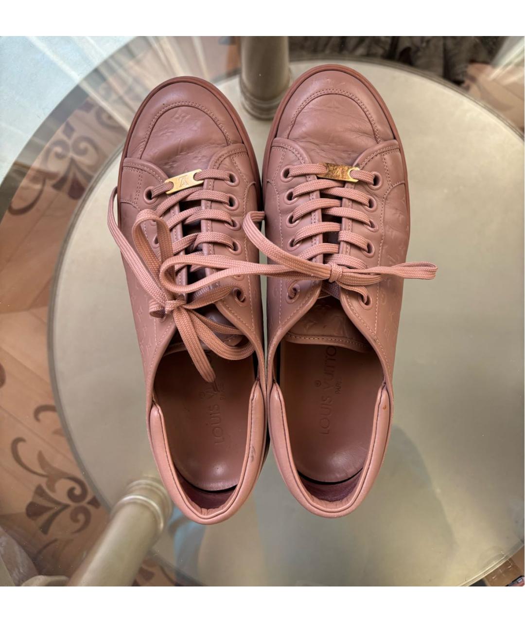 LOUIS VUITTON Розовые кожаные кроссовки, фото 3
