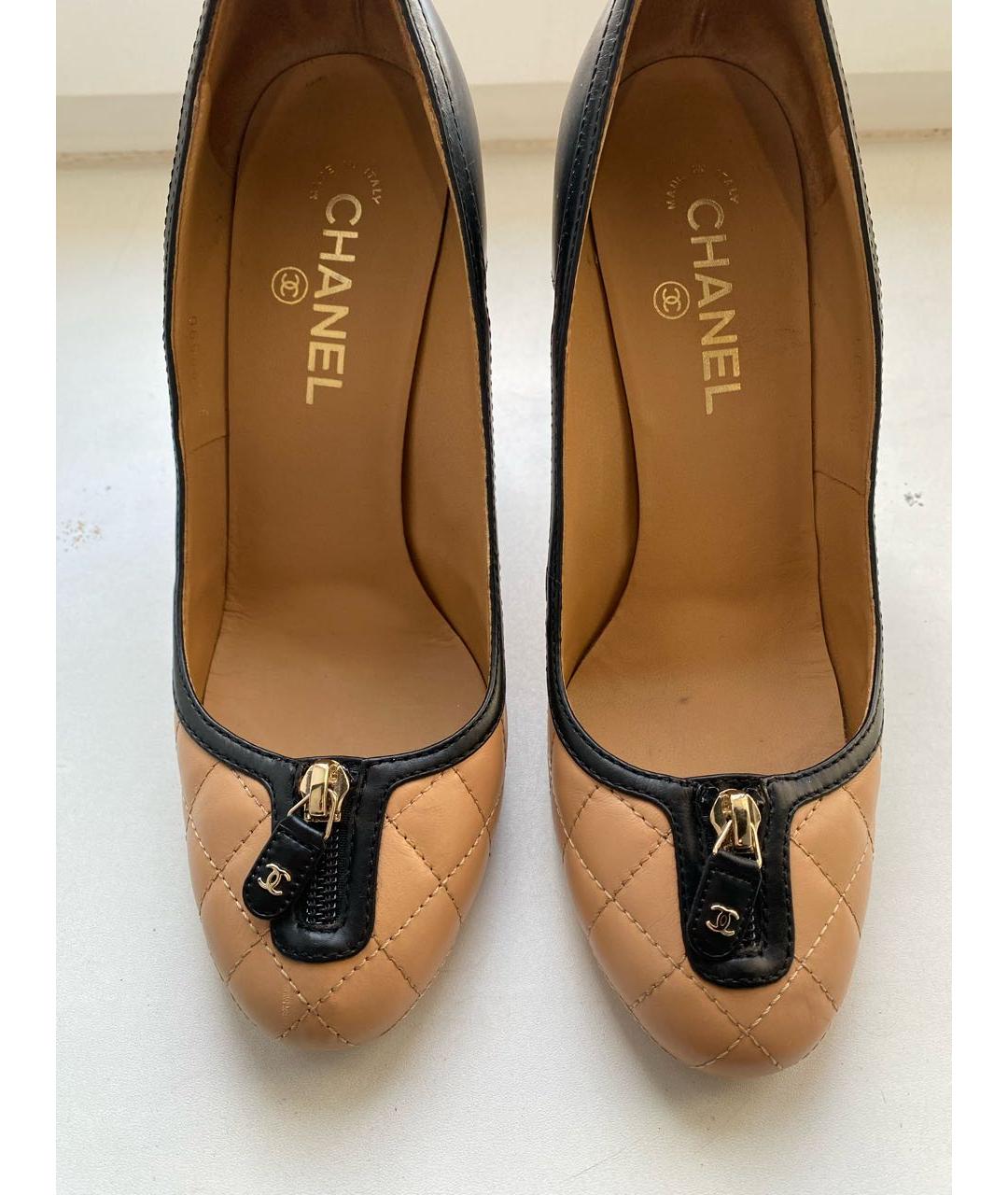 CHANEL Бежевые кожаные туфли, фото 2