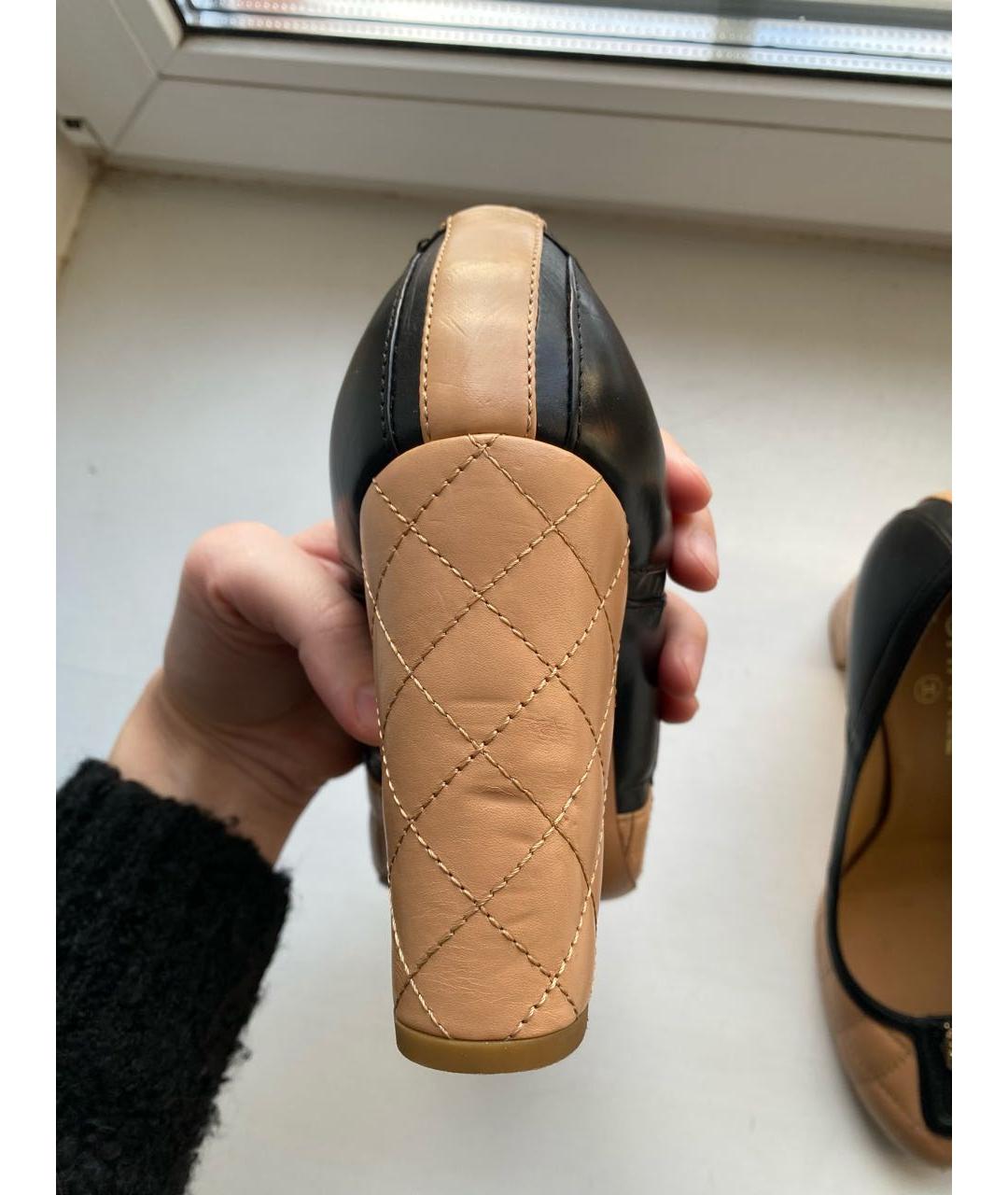 CHANEL Бежевые кожаные туфли, фото 4