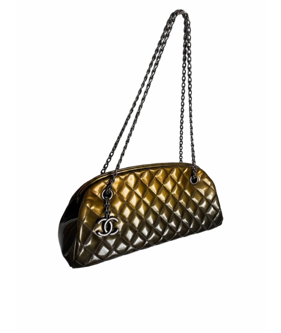 CHANEL Черная сумка с короткими ручками из лакированной кожи, фото 1