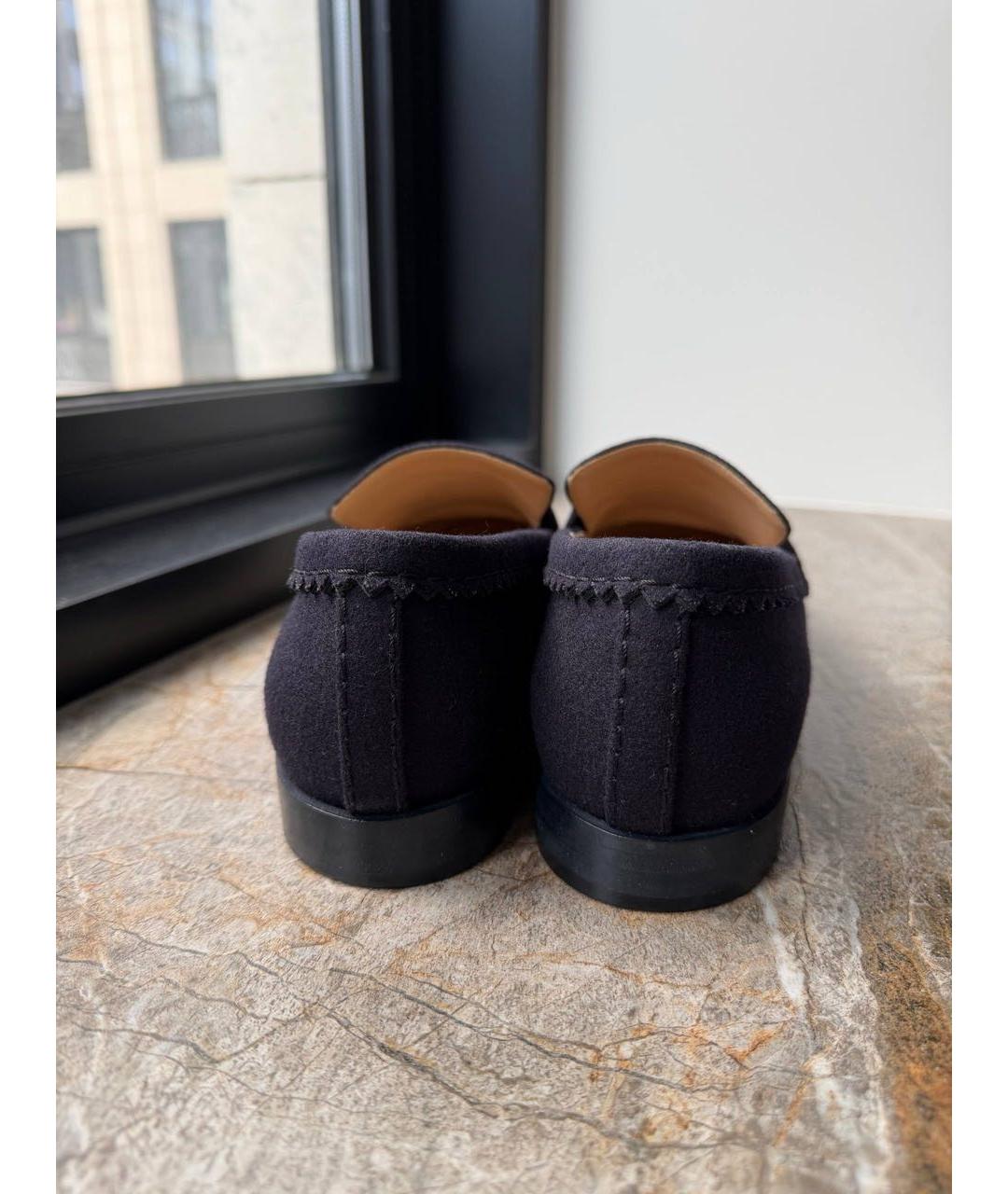 CHANEL Темно-синие текстильные лоферы, фото 4