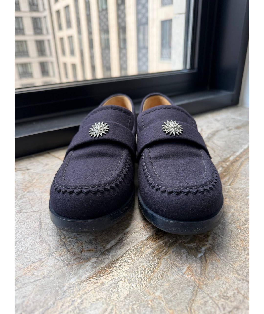 CHANEL Темно-синие текстильные лоферы, фото 2