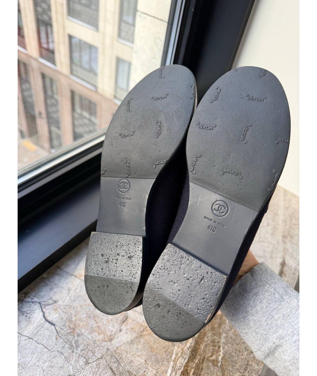 CHANEL Темно-синие текстильные лоферы, фото 5