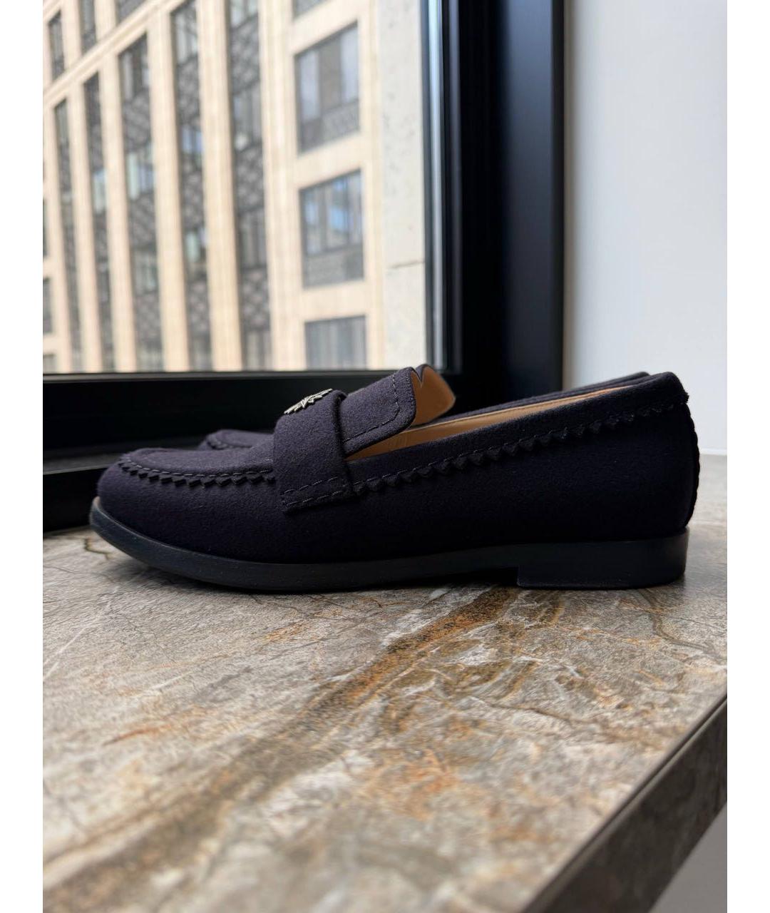 CHANEL Темно-синие текстильные лоферы, фото 6