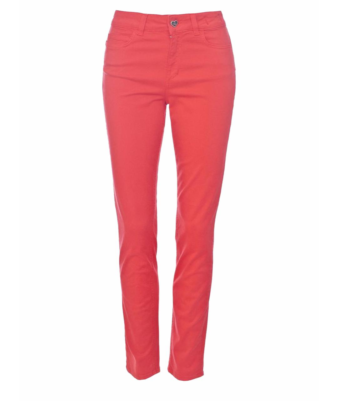 TWIN-SET Красные хлопко-эластановые брюки узкие, фото 1