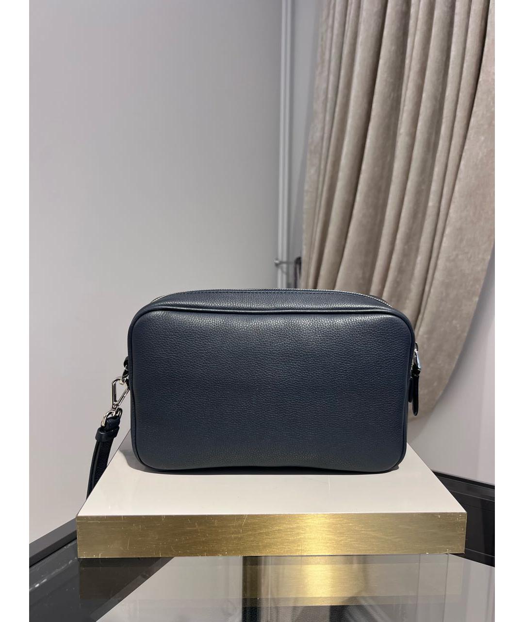 SANTONI Синяя кожаная барсетка, фото 4