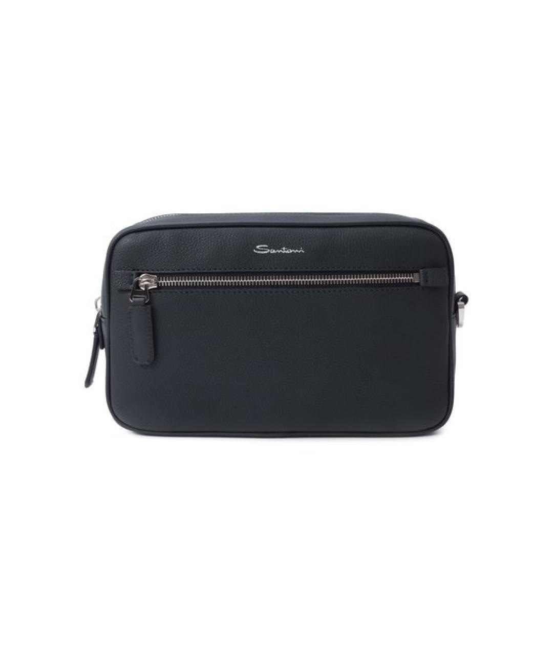 SANTONI Синяя кожаная барсетка, фото 1