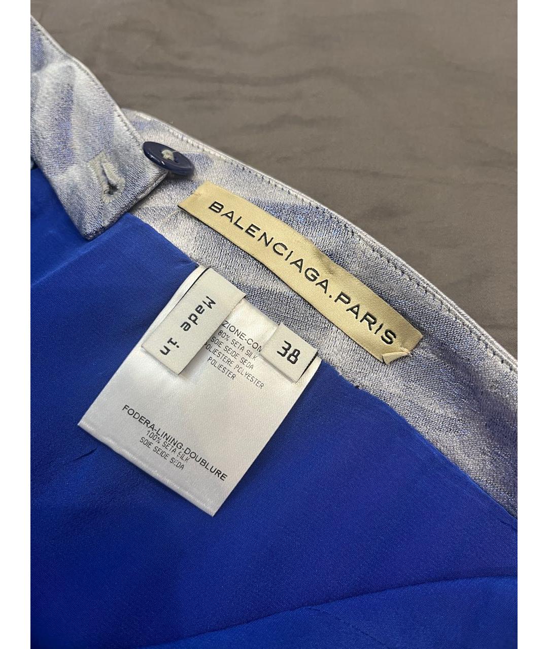 BALENCIAGA Серебряная шелковая юбка мини, фото 3