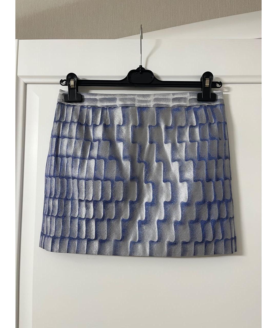 BALENCIAGA Серебряная шелковая юбка мини, фото 6