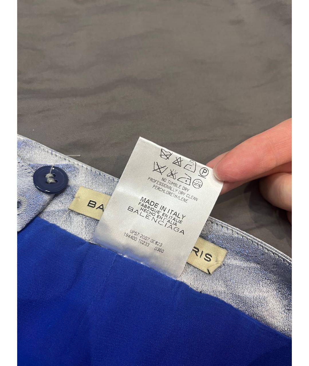 BALENCIAGA Серебряная шелковая юбка мини, фото 4