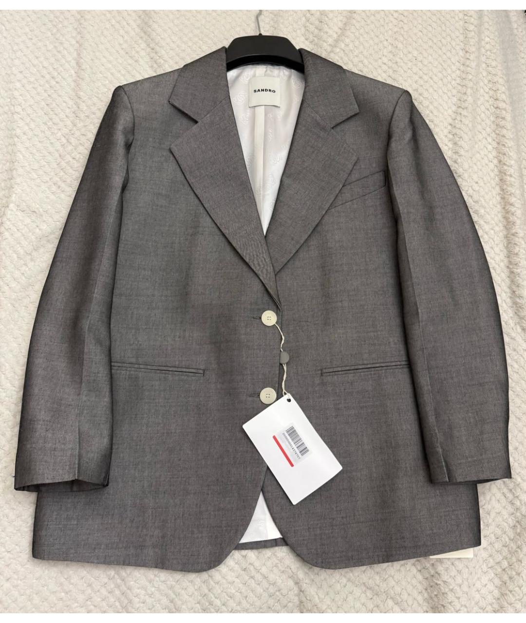 SANDRO Серый шерстяной жакет/пиджак, фото 2