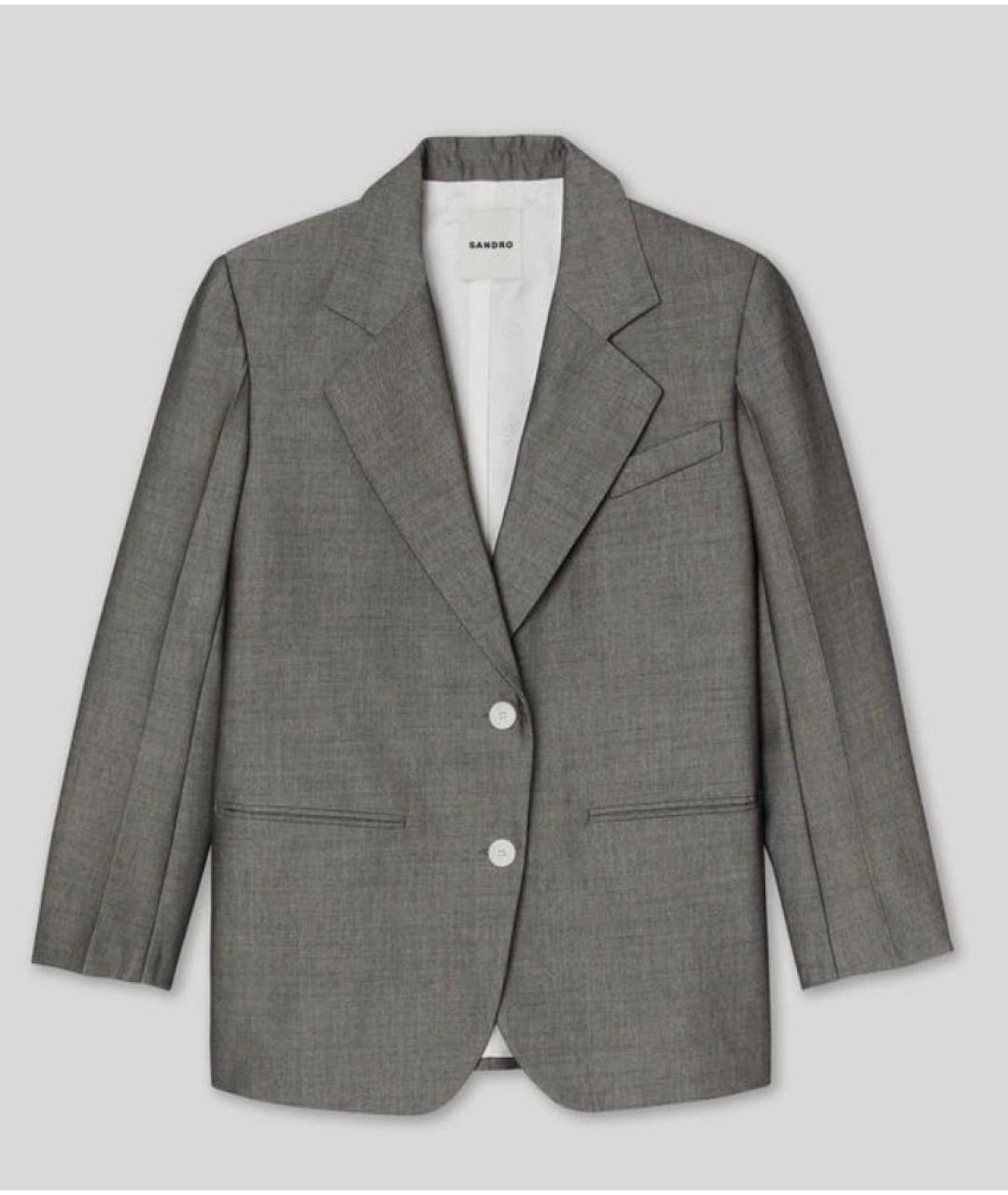 SANDRO Серый шерстяной жакет/пиджак, фото 9