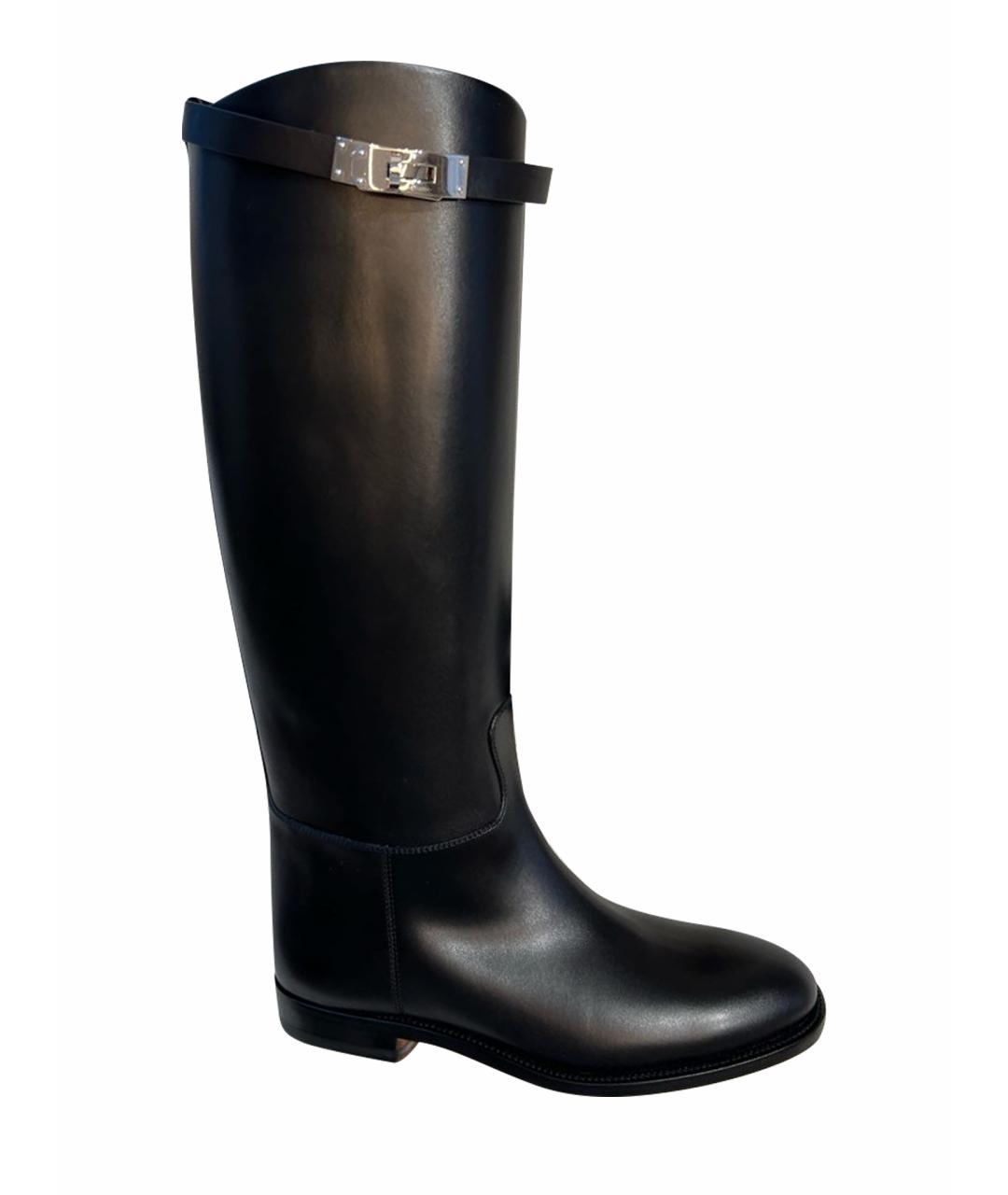 HERMES Черные кожаные сапоги, фото 1