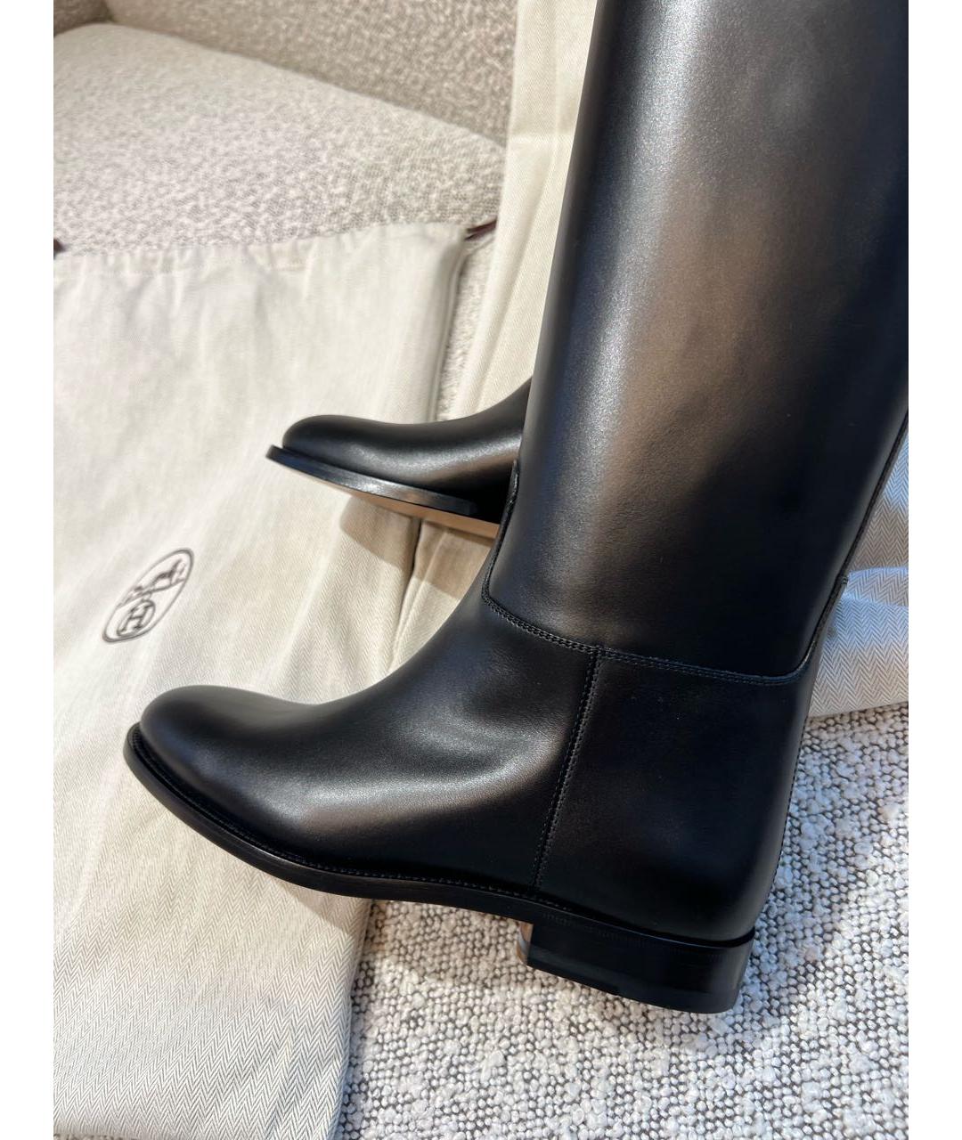HERMES Черные кожаные сапоги, фото 3