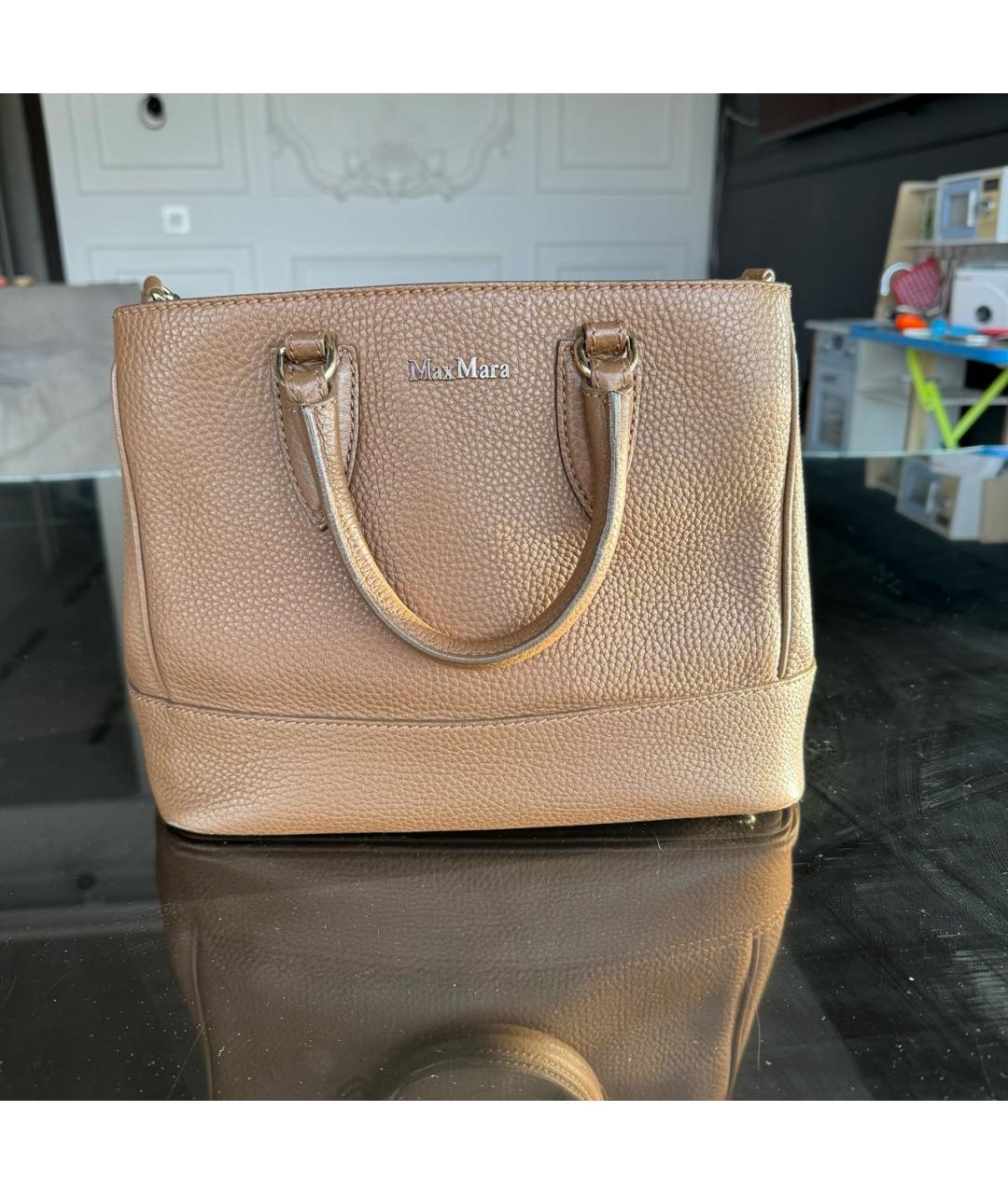 MAX MARA Бежевая кожаная сумка через плечо, фото 9