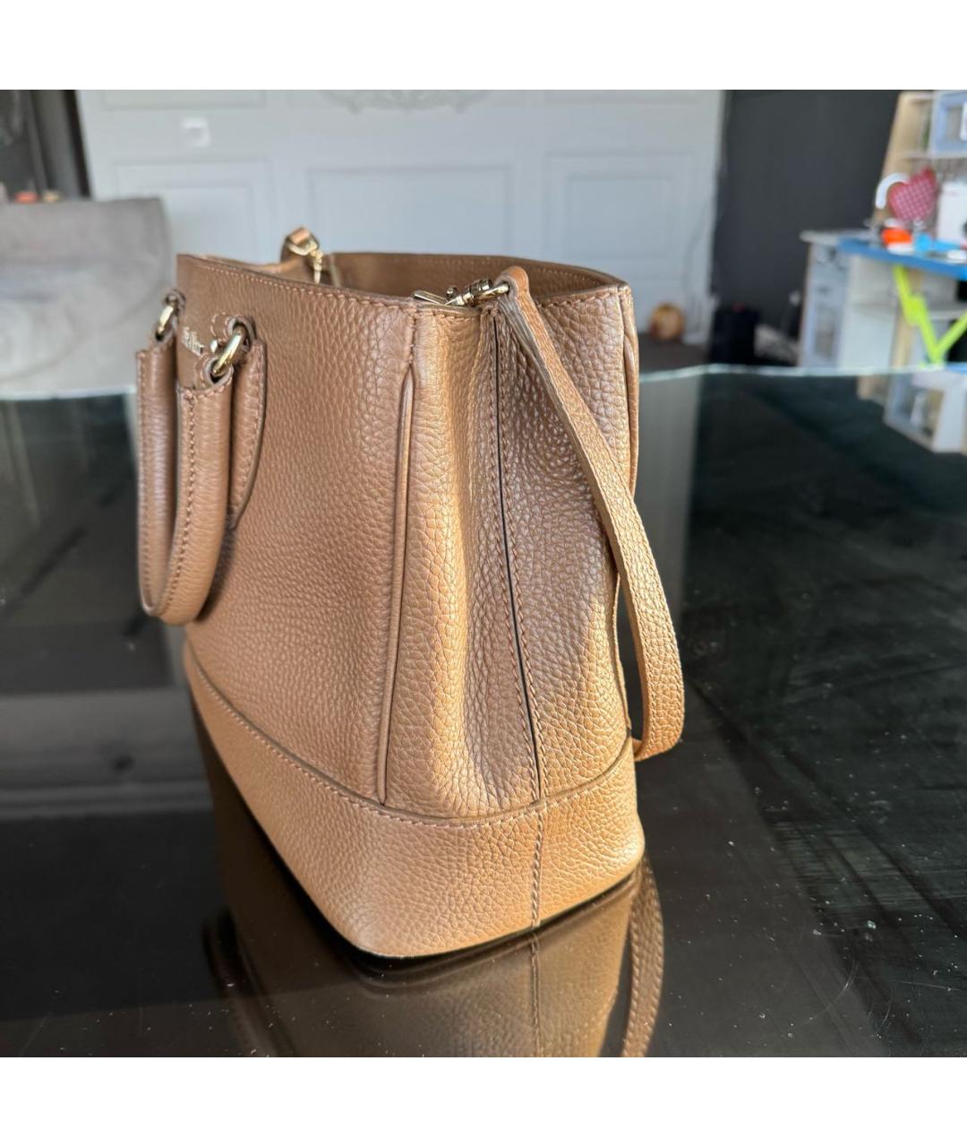 MAX MARA Бежевая кожаная сумка через плечо, фото 3