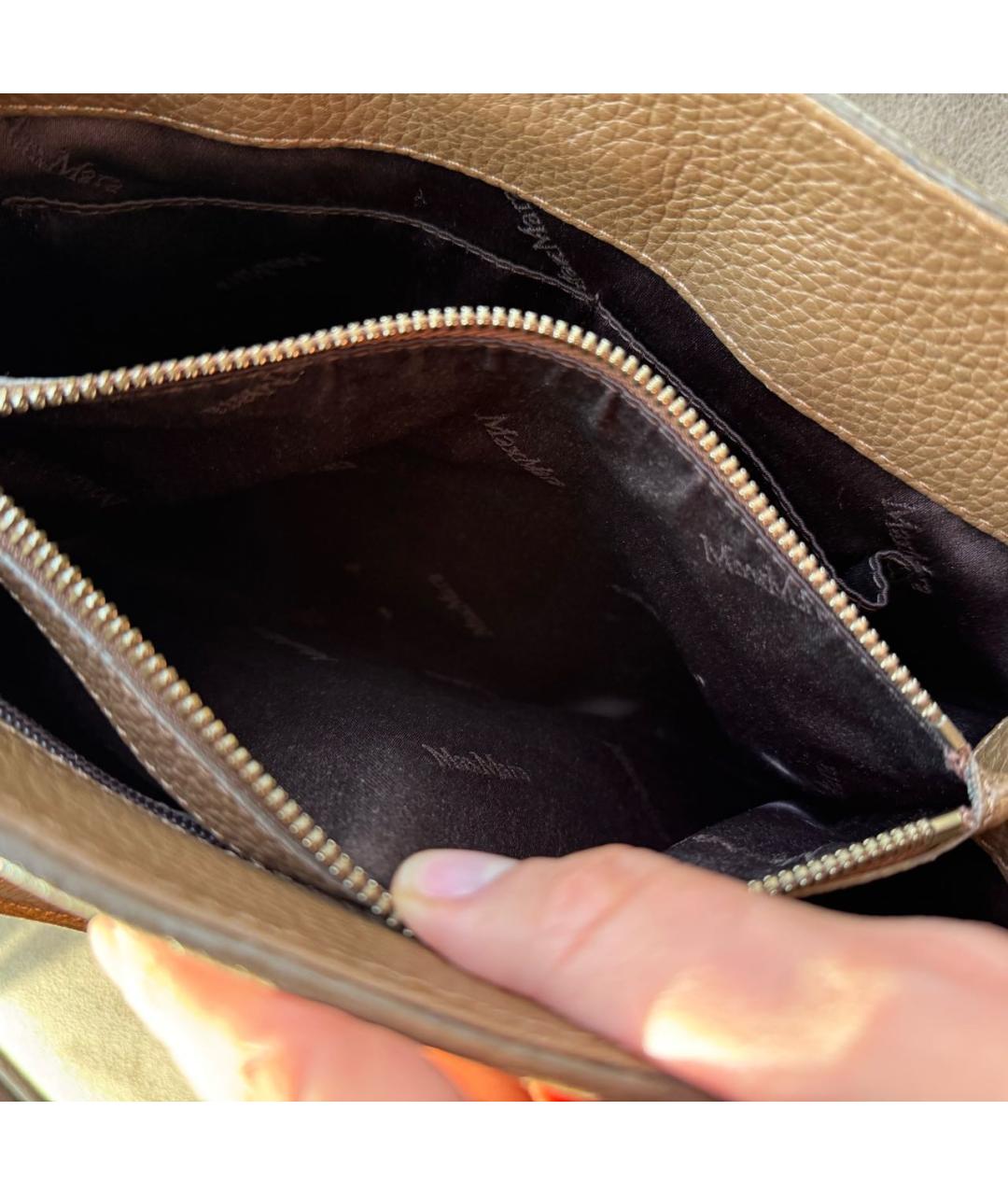 MAX MARA Бежевая кожаная сумка через плечо, фото 6