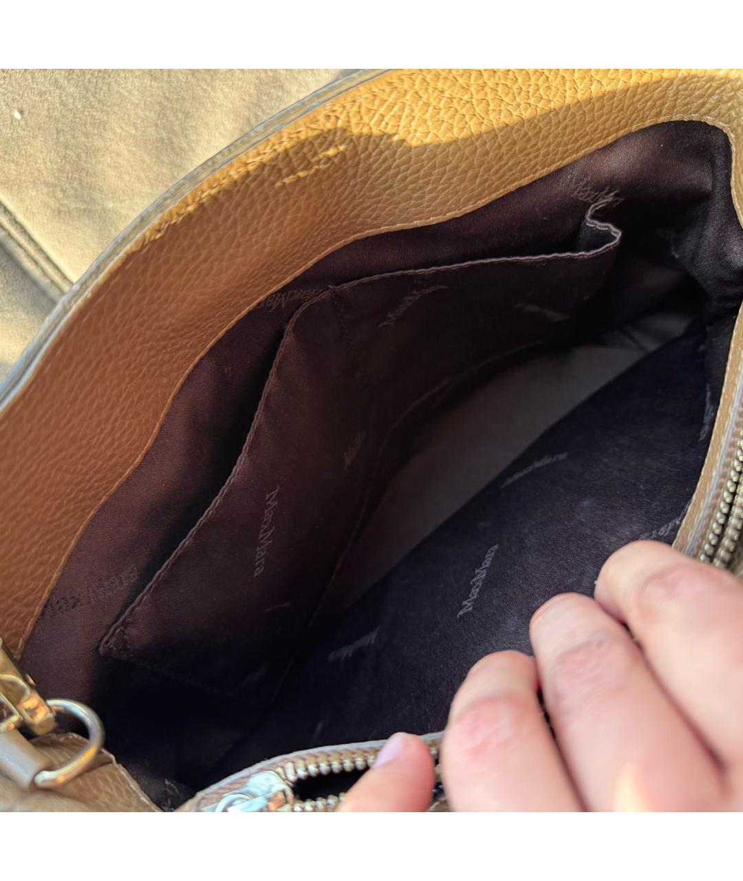 MAX MARA Бежевая кожаная сумка через плечо, фото 7