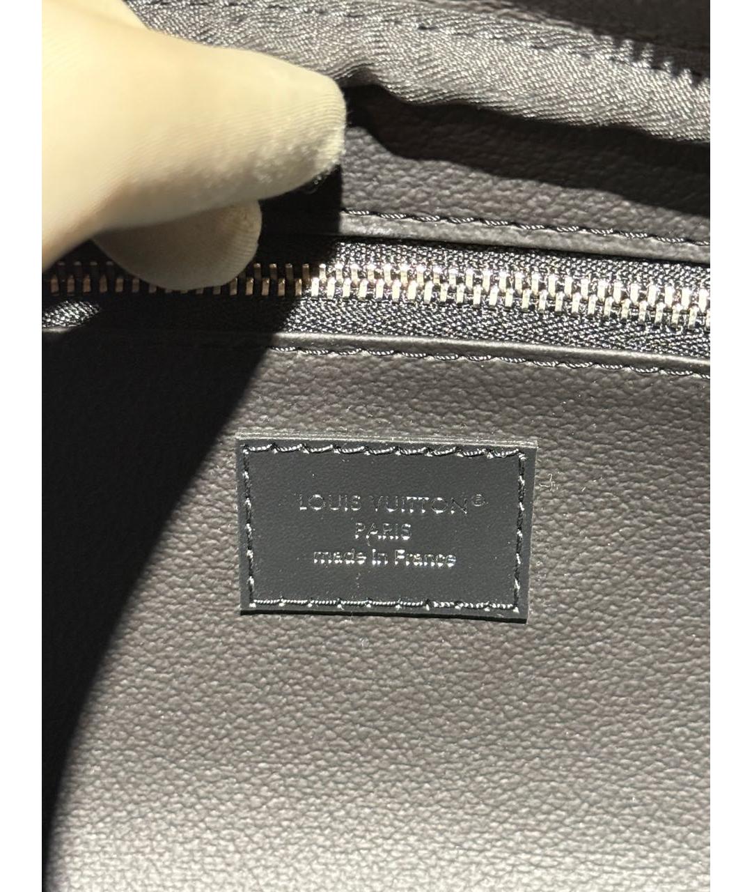 LOUIS VUITTON Черная кожаная барсетка, фото 7