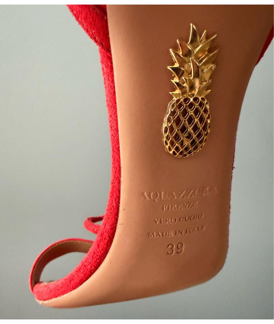 AQUAZZURA Красные замшевые босоножки, фото 6