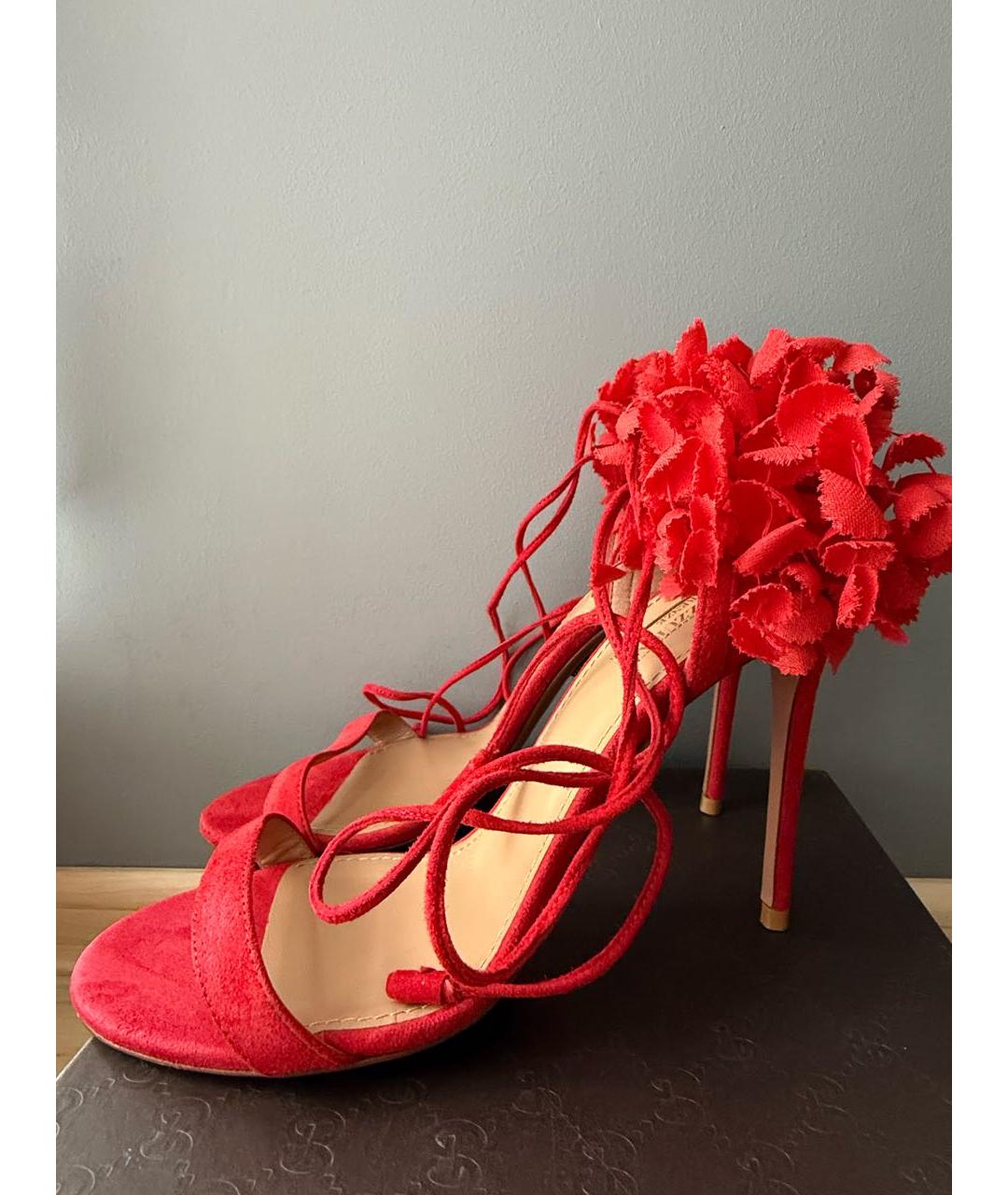 AQUAZZURA Красные замшевые босоножки, фото 3