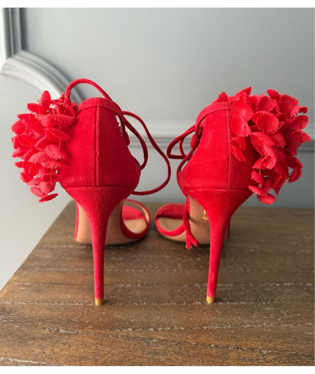 AQUAZZURA Красные замшевые босоножки, фото 2