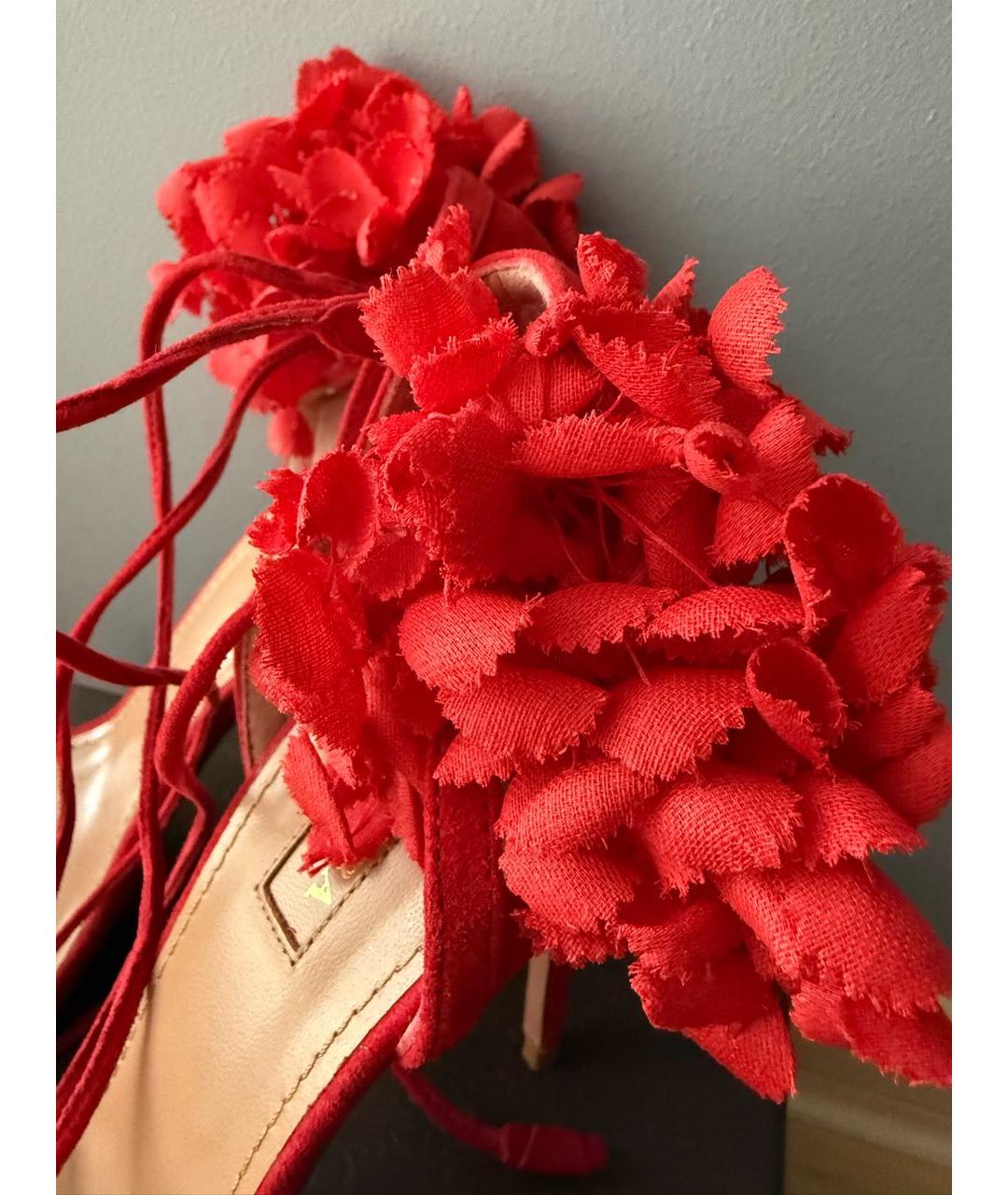 AQUAZZURA Красные замшевые босоножки, фото 4