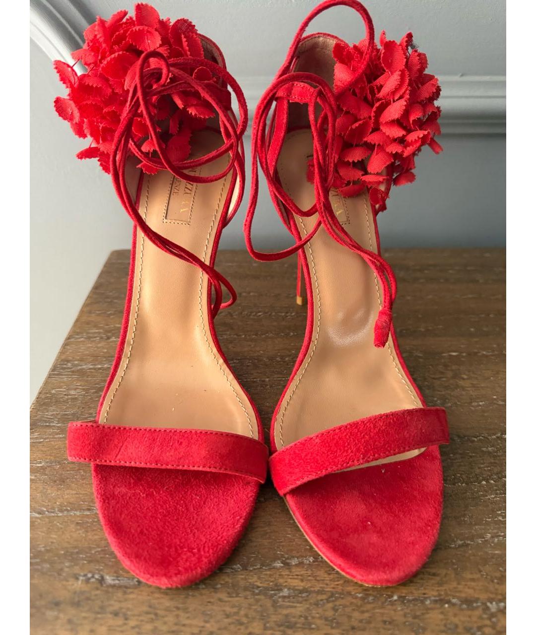 AQUAZZURA Красные замшевые босоножки, фото 4