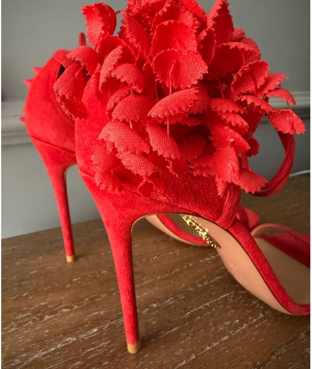 AQUAZZURA Красные замшевые босоножки, фото 3